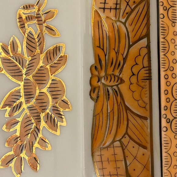 Andrea by Sadek Square Plate • Orange + Gold Trim • Asian-Inspired Tray - Picture 5 of 10